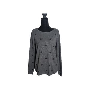 Absolutely Medium Grey Black Polka Dots Pullover Sweater Preppy Girlhoodcore